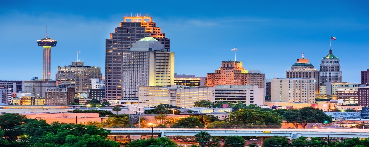 Bright view of the San Antonio downtown skyline